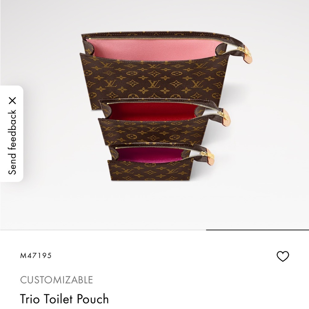 Louis Vuitton Monogram Trio Pouch Set with Pink Interior